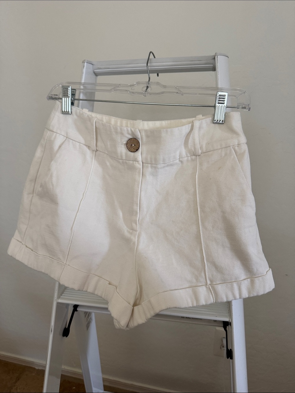 Zara Cream High-Waist Tailored Shorts